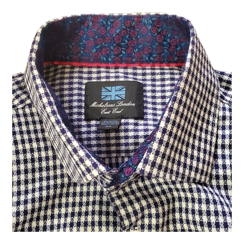 Michelsons London Plaid Button Down Dress Shirt XL Career Office Workwear